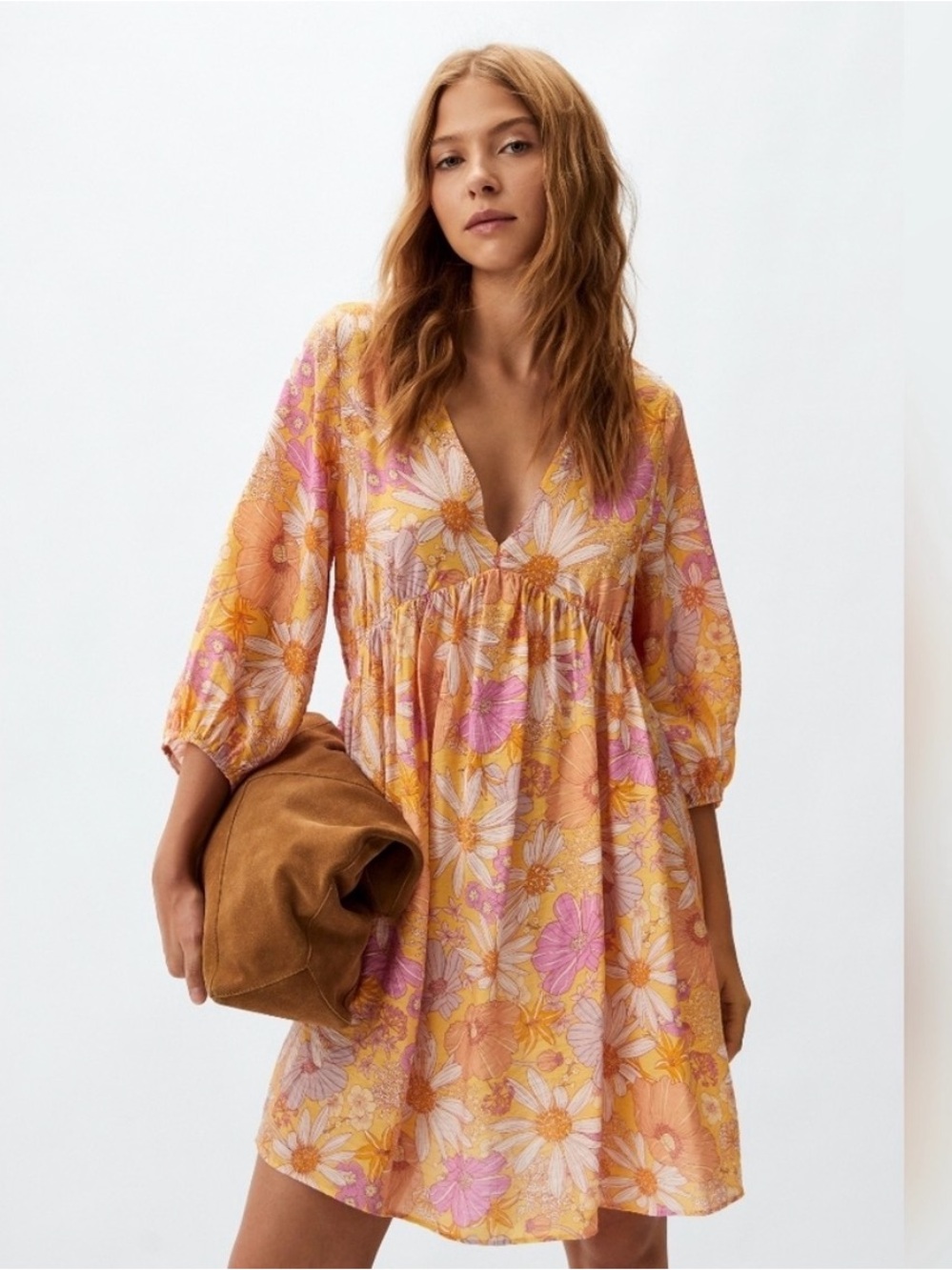 H&M • Retro Floral Flowy Sundress | Long Sleeves